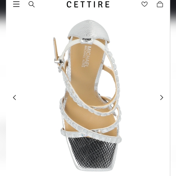 NWT Michael Kors Strappy Silver Gemstone Heeled Sandals High Heel Party … - Picture 10 of 16